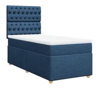 mtlskopl Letto a molle blu, 90 x 190 cm, con materasso a molle insacchettate, rivestimento in tessuto, testiera regolabile in altezza, design moderno per camera da letto, camera degli ospiti, camera