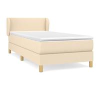 mtlskopl Letto a molle color crema, 100 x 200 cm, con materasso e topper in larice massiccio e tessuto traspirante, testiera regolabile in altezza, per camera da letto, camera degli ospiti