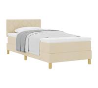 mtlskopl Letto a molle color crema, 90 x 200 cm, con materasso e testiera regolabile, letto per gli ospiti moderno, letto singolo in tessuto, comfort per camera da letto, camera dei ragazzi e camera