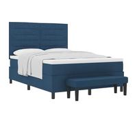 mtlskopl Letto a molle con materasso e testiera in blu, 140 x 190 cm, rivestimento in tessuto, struttura in legno dal design moderno, per camera da letto, camera degli ospiti