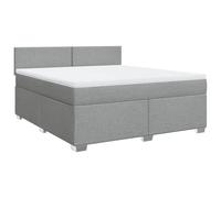 mtlskopl Letto a molle con materasso, grigio chiaro, 180 x 200 cm, in tessuto, con molle insacchettate, per camera da letto e camera degli ospiti, design moderno, telaio stabile con testiera per un