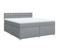 mtlskopl Letto a molle con materasso, grigio chiaro, 180 x 200 cm, testa in tessuto, con molle insacchettate, con topper per camera da letto, camera degli ospiti, camera dei ragazzi