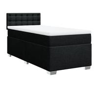 mtlskopl Letto a molle con materasso nero 100 x 200 cm tessuto testiera molle insacchettate media resistenza design moderno per camera da letto e camera degli ospiti