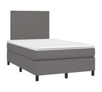 mtlskopl Letto a molle, grigio, 120 x 190 cm, in ecopelle, con materasso a molle insacchettate e topper, testiera regolabile in altezza, design moderno, per camera degli ospiti, camera dei ragazzi e