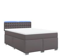 mtlskopl Letto a molle, grigio, 140 x 200 cm, in similpelle con molle insacchettate, per illuminazione a LED, design moderno, per camera da letto, camera degli ospiti, camera dei ragazzi