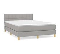 mtlskopl Letto a molle, grigio chiaro, 140 x 200 cm, con materasso a molle insacchettate, testiera regolabile in altezza, moderna per camera da letto e camera degli ospiti