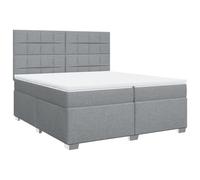 mtlskopl Letto a molle, grigio chiaro, 200 x 200 cm, con molle insacchettate, materasso e cuscino, moderno letto imbottito con testiera regolabile in altezza, per camera da letto, camera degli ospiti