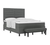 mtlskopl Letto a molle, grigio scuro, 140 x 190 cm, con materasso e testiera regolabile, moderno letto in tessuto per camera da letto e camera degli ospiti