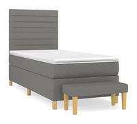 mtlskopl Letto a molle, grigio scuro, 90 x 200 cm, con materasso a molle insacchettate, testiera e panchina, moderno divano letto per camera dei ragazzi, camera degli ospiti, camera da letto