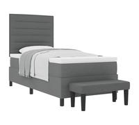 mtlskopl Letto a molle, grigio scuro, 90 x 200 cm, con testiera regolabile e materasso in schiuma di media resistenza, moderno letto singolo per camera dei ragazzi, guest house e piccola camera da