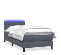 mtlskopl Letto a molle, grigio scuro, in velluto, 80 x 220 cm, con illuminazione a LED e materasso, per camera da letto, ragazzi, camera degli ospiti