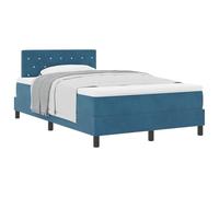 mtlskopl Letto a molle in velluto blu scuro, 120 x 200 cm, con rete a doghe e materasso, testiera regolabile in altezza, design moderno, robusto e comodo, per camera da letto, camera degli ospiti e