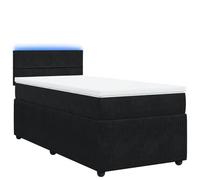 mtlskopl Letto a molle in velluto nero, 80 x 200 cm, con molle insacchettate e illuminazione a LED, design moderno, per camera dei ragazzi, camera degli ospiti, camera da letto