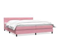 mtlskopl Letto a molle in velluto rosa, 180 x 210 cm, con due materassi e topper, testiera regolabile in altezza, design moderno, confortevole, per camera da letto, camera dei ragazzi