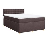 mtlskopl Letto a molle marrone scuro, 140 x 190 cm, con materasso a molle insacchettate e cuscino, moderno letto imbottito per camera da letto e camera degli ospiti