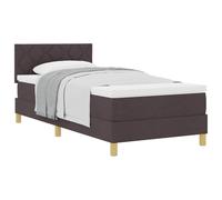 mtlskopl Letto a molle marrone scuro 90 x 200 cm in tessuto robusto con materasso in schiuma, testiera regolabile e rete a doghe in legno, moderno letto singolo per camera da letto e camera degli