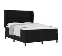 mtlskopl Letto a molle nero, 140 x 190 cm, con materasso e testiera regolabile, design moderno, struttura in tessuto per camera da letto e camera degli ospiti