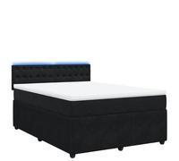 mtlskopl Letto a molle nero, 140 x 190 cm, in velluto con materasso a molle insacchettate, illuminazione a LED, moderno comfort per camera da letto, camera dei ragazzi, camera degli ospiti