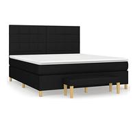 mtlskopl Letto a molle nero, 180 x 200 cm, con materasso a molle insacchettate e panchina, design moderno, robusto e durevole, per camera da letto, camera degli ospiti e camera d'albergo