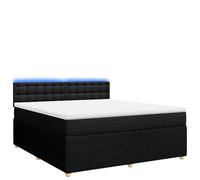 mtlskopl Letto a molle nero, 180 x 200 cm, con materasso a molle insacchettate, illuminazione a LED, topper traspirante e piedi in pino massiccio per camera da letto, camera dei ragazzi e sala ospiti