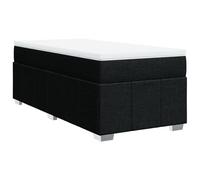 mtlskopl Letto a molle, nero, 80 x 200 cm, con materasso e topper, rivestimento in tessuto, con molle insacchettate di media resistenza, base a doghe, design moderno per camera da letto, camera degli