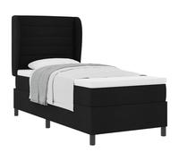 mtlskopl Letto a molle, nero, 90 x 190 cm, con materasso e topper, design moderno, testiera regolabile, supporto medio per camera da letto, camera degli ospiti, camera dei ragazzi