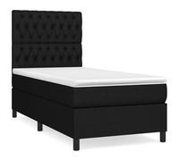 mtlskopl Letto a molle, nero, 90 x 190 cm, con testiera regolabile e materasso a molle insacchettate, per un comfort ergonomico nella camera dei ragazzi, nella camera degli ospiti o nella camera