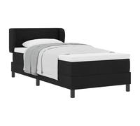 mtlskopl Letto a molle nero, 90 x 190 cm, rivestimento in tessuto con materasso e topper, design moderno e robusto telaio in legno di pino per camera da letto, camera degli ospiti, camera dei ragazzi