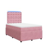 mtlskopl Letto a molle rosa, 120 x 190 cm, con materasso a molle insacchettate e illuminazione a LED, rivestimento in velluto, testiera regolabile in altezza, design moderno per camera dei ragazzi e