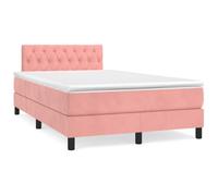 mtlskopl Letto a molle rosa 120 x 200 cm in velluto con materasso a molle insacchettate e topper, testiera regolabile in altezza, moderno letto singolo per camera da letto e camera degli ospiti