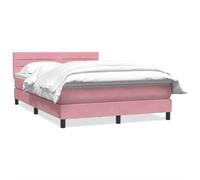 mtlskopl Letto a molle rosa, 160 x 210 cm, con materasso e topper, in velluto, altezza regolabile, per camera da letto e camera degli ospiti