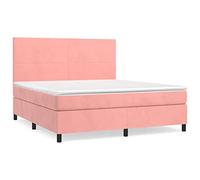 mtlskopl Letto a molle rosa, 180 x 200 cm, in velluto, letto matrimoniale con testiera regolabile e materasso a molle insacchettate, soluzione moderna per il sonno per camera da letto, camera degli