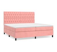 mtlskopl Letto a molle rosa 200 x 200 cm velluto con molle insacchettate, materasso e testiera regolabile in altezza, moderno letto matrimoniale per camera da letto e camera dei ragazzi