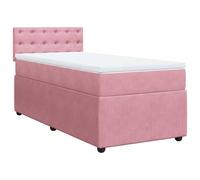 mtlskopl Letto a molle rosa, 80 x 200 cm, in velluto, singolo con materasso e topper, design moderno e nucleo a molle insacchettate, per camera dei ragazzi, camera degli ospiti, camera da letto