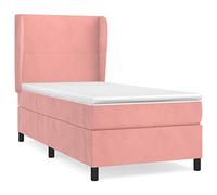 mtlskopl Letto a molle rosa, 80 x 200 cm, in velluto, singolo con materasso e topper, testiera regolabile in altezza, design moderno, per camera dei ragazzi, camera degli ospiti, camera da letto