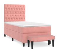 mtlskopl Letto a molle rosa 80 x 200 cm velluto singolo con materasso e panchina, design moderno per camera dei ragazzi, camera degli ospiti, camera da letto