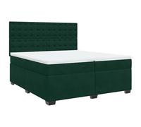 mtlskopl Letto a molle, verde scuro, 200 x 200 cm, in velluto con molle insacchettate, materasso e topper, design moderno, con testiera regolabile in altezza, per camera da letto, camera degli ospiti