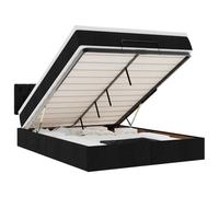 mtlskopl Letto a ottomano 140 x 200 cm Nero Sollevamento Letto Matrimoniale con Materasso & Cuscino Idraulico Spazio sotto il Letto Comodo per camera da letto e camera degli ospiti