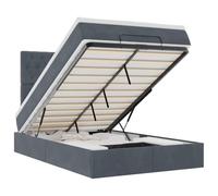 mtlskopl Letto a pouf 120 x 190 cm, grigio scuro in velluto con materasso a molle insacchettate e topper, spazio idraulico, camera dei ragazzi, camera degli ospiti, appartamento