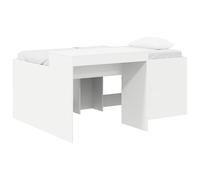 mtlskopl Letto a soppalco con scrivania per bambini, 80 x 160 cm, letto per bambini in legno, salvaspazio, con rete a doghe, letto multifunzione bianco per la cameretta dei bambini