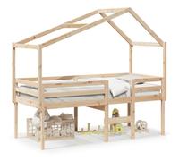 mtlskopl Letto a soppalco in pino massiccio, non trattato, 90 x 200 cm, con tetto per gioco e spazio per la cameretta dei bambini, design moderno, robusto e durevole, per bambini dai 6 anni in su