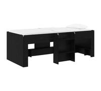 mtlskopl Letto a soppalco per bambini in legno, con scala e protezione degli angoli, letto da gioco salvaspazio per la camera dei ragazzi, rovere nero, 203 x 100 x 68,5 cm