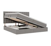 mtlskopl Letto con contenitore, 200 x 200 cm, con materasso e topper, letto imbottito, color tortora, con sollevamento laterale idraulico, letto matrimoniale king size, in ecopelle, per camera da