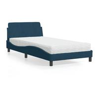 mtlskopl Letto con materasso Dover in velluto blu 100 x 200 cm moderno design ondulato testiera struttura in legno di pino H2/H3 doppia funzione per camera da letto dei ragazzi camera degli ospiti