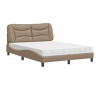 mtlskopl Letto con Materasso Hvar 120x200 Cappuccino Ecopelle Moderno Onde Design H2+H3 Doppia Durezza Morbida Rete Rete a Doghe In Pino Telaio Per Camera Da Letto Camera