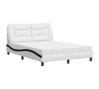 mtlskopl Letto con materasso Hvar 140 x 190 cm in bianco nero ecopelle design moderno con testiera e materasso in schiuma 22D H2 H3 letto matrimoniale per camera da letto e camera dei ragazzi