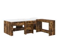 mtlskopl Letto con scrivania integrata, 203 x 120 cm, letto funzionale in robusto legno per camera singola e giovani, letto da studio salvaspazio con scrivania per computer, rovere affumicato