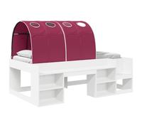 mtlskopl Letto con tunnel, 4 pezzi, struttura per letto moderna, 80 x 200 cm, in legno con paracolpi e ripiani, rete a doghe stabile per camera da letto, bianco e rosso
