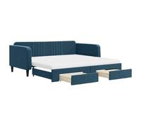 mtlskopl Letto giornaliero allungabile 100 x 200 cm, velluto blu con 2 cassetti, divano letto e letto matrimoniale, spazio per soggiorno, camera da letto, camera degli ospiti