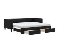 mtlskopl Letto giornaliero allungabile, 80 x 200 cm, nero, con 2 materassi in schiuma e cassetti, 2 in 1, per soggiorno e camera da letto, letto per gli ospiti con vano portaoggetti